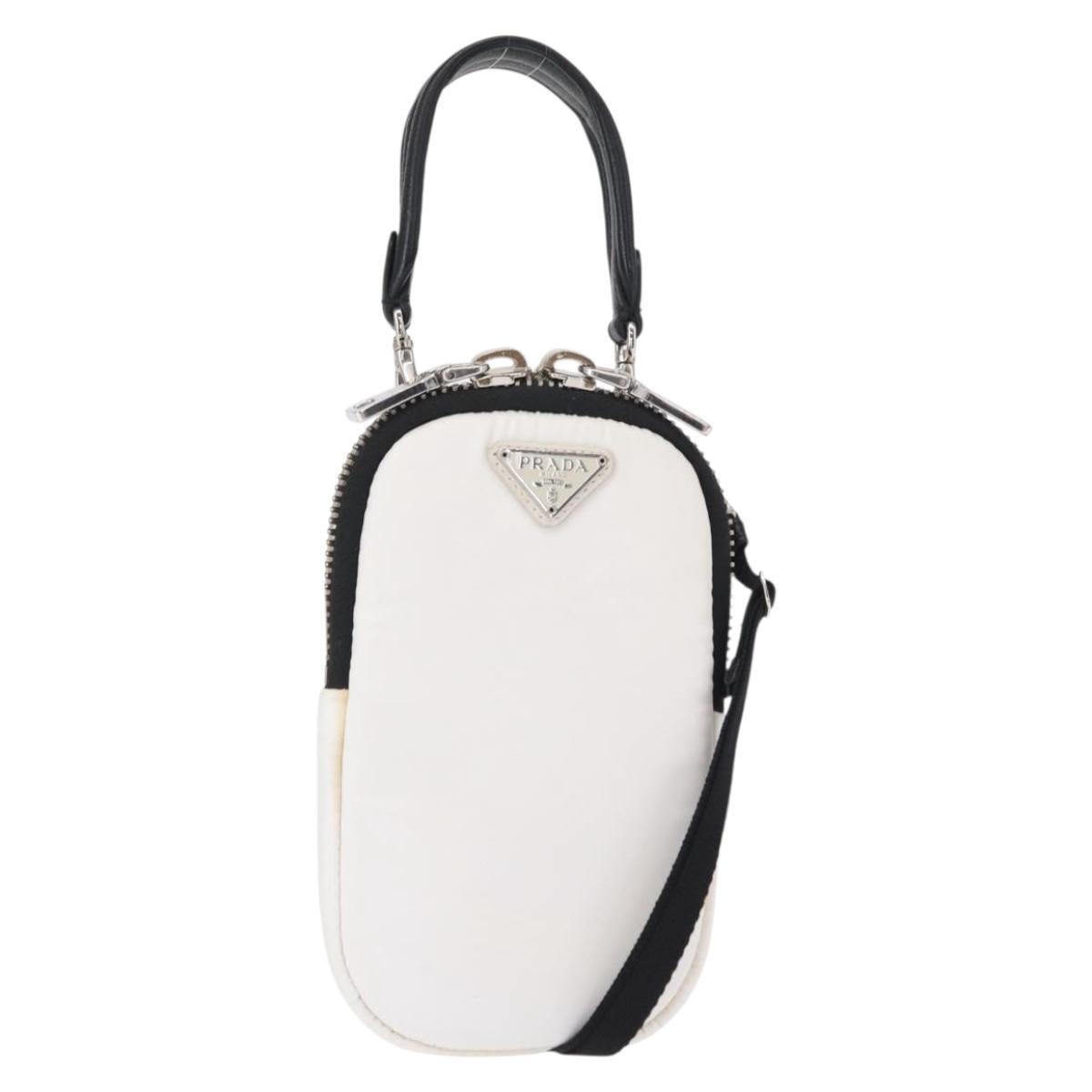 Prada Shoulder Bag Nylon 2way White Silver Auth 152675v